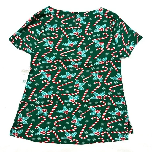 New ModCloth Delightful Demeanor Short Sleeve Blouse Candy cane - Picture 3 of 8
